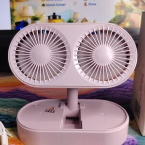 Double Motor Folding Table Top Fan (Rechargeable)