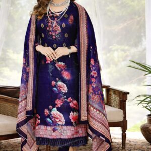 Embroidered Digital Print Cotton 3 Piece (Unstitched)